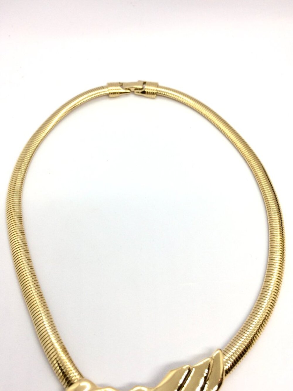 VINTAGE TRIFARI NECKLACE Gold Tone Snake Chain Modernist Sculptural Bib Collar - Picture 9 of 15